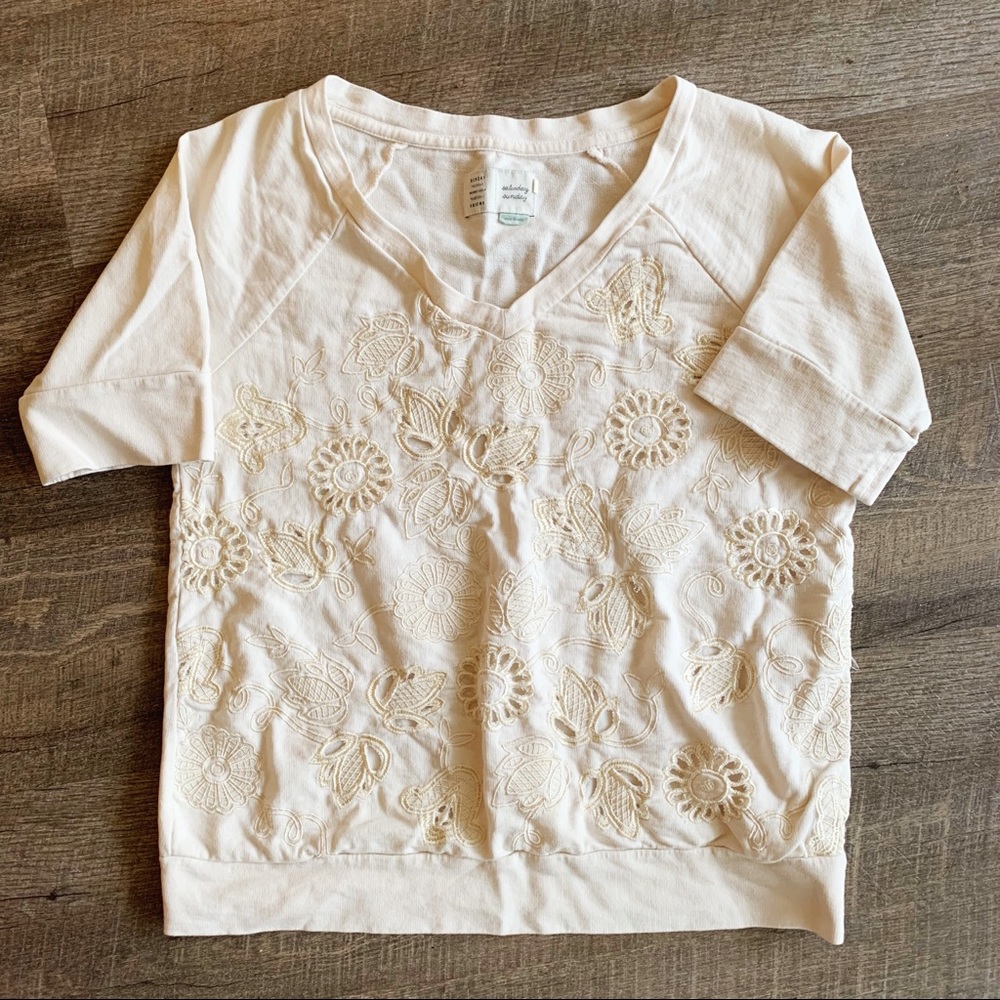 Anthropologie Eyelet Floral Sweatshirt